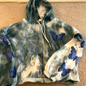 Cropped zip up hoodie. Tye dye.